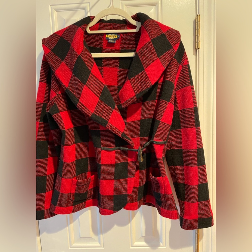 Rugby Buffalo checked wool sweater.